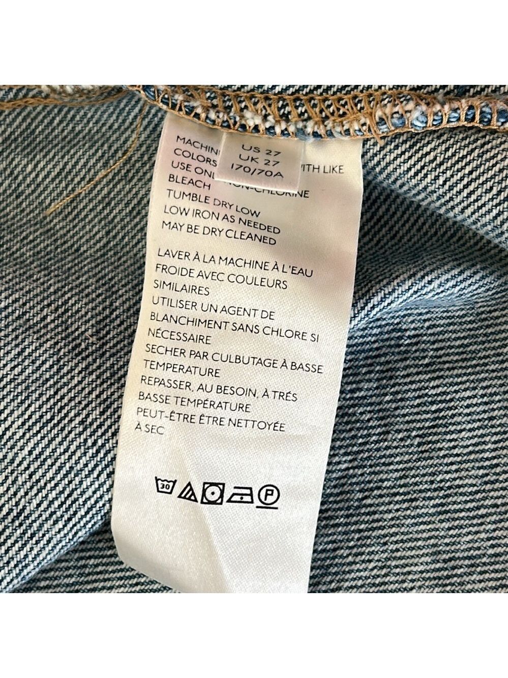 Free People Blue Denim Distressed Midi Skirt Size 27 100% Cotton - Picture 8 of 9
